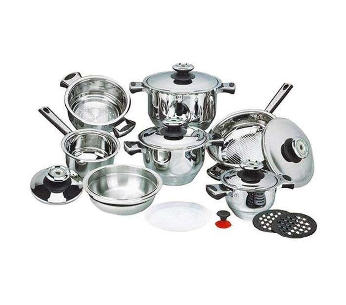 SMTE 16 Piece Heavy Duty Induction Base Stainless Steel Cookware Set with Lids with keychain