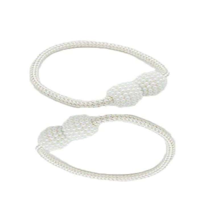 SMTE Magnetic Curtain Holder Strap Decorative Accessories 2 Piece (White) with keychain
