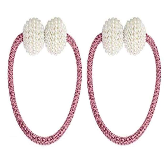 SMTE 2 Set Magnetic Pearl Curtain Ties- Champagne with keychain