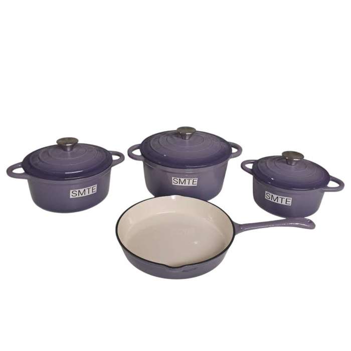 SMTE -Elegant 7-Piece Purple Pot Set Premium Cookware for Stylish Kitchens with keychain