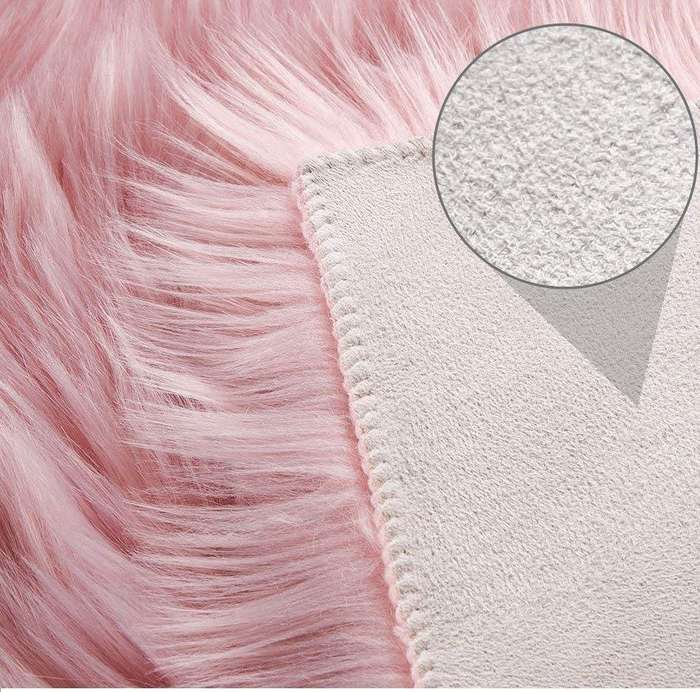 SMTE Super Soft Faux fur Fluffy  Rug - Pink with keychain