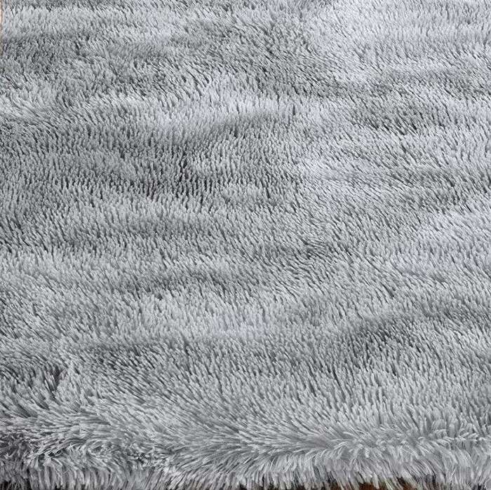 SMTE Large Fluffy Shaggy Fur Rugs - grey &white with keychain
