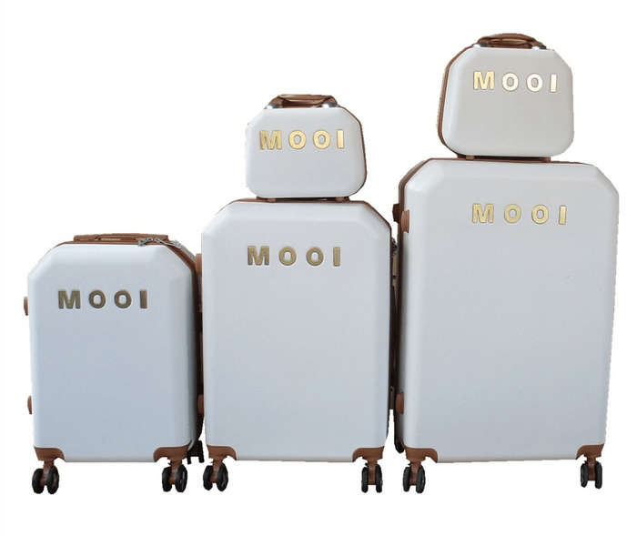 SMTE MOOI 5-Piece White ABS Luggage Set with TSA Lock and Spinner Wheels with keychain