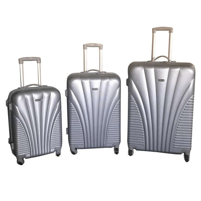 SMTE Silver 3-Piece Luggage Set with keychain