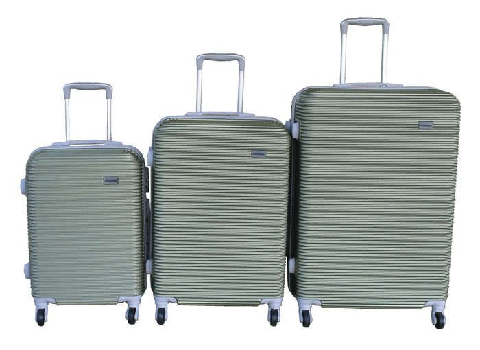 SMTE Green ABS 3-Piece Luggage Set with Spinner Wheels and Telescopic Handles with keychain