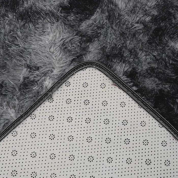 SMTE Light Rug Shaggy Fluffy Carpets -  grey &black with keychain