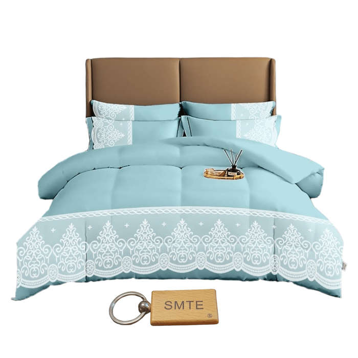 SMTE Bedspread Set with a Smte Keyring-DL5PC - 5-Piece - Blue with keychain