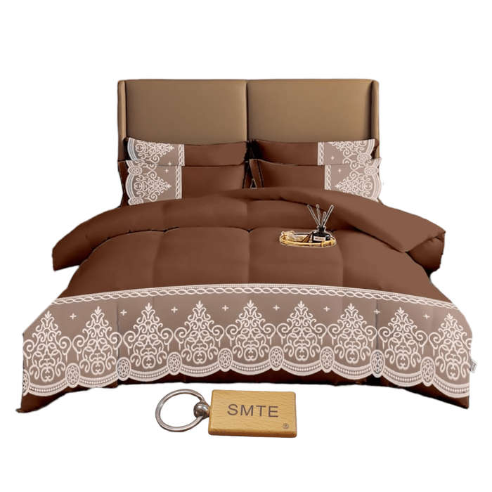 SMTE Bedspread Set with a Smte Keyring-DL5PC - 5-Piece - Brown with keychain