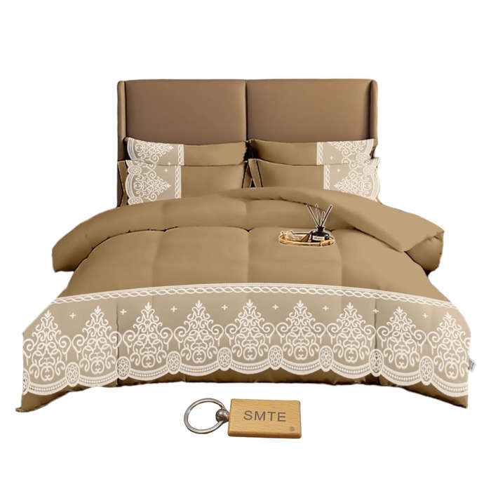 SMTE Bedspread Set with a Smte Keyring-DL5PC - 5-Piece - Gold with keychain