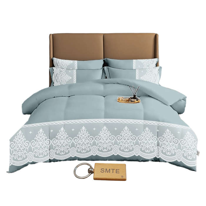 SMTE Bedspread Set with a Smte Keyring-DL5PC - 5-Piece - Grey with keychain