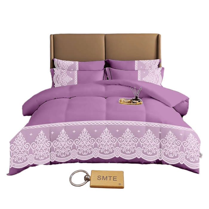SMTE Bedspread Set with a Smte Keyring-DL5PC - 5-Piece - Purple with keychain