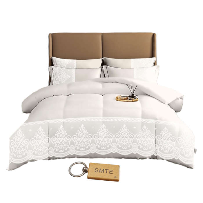 SMTE Bedspread Set with a Smte Keyring-DL5PC - 5-Piece - White with keychain