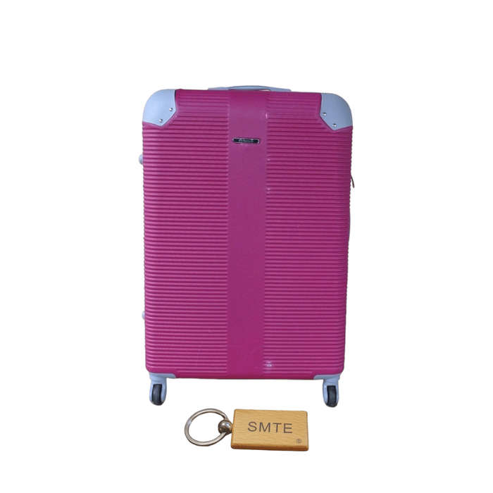 SMTE Hard Outer Shell Luggage 23" with Smte Keyring - Hot Pink with keychain