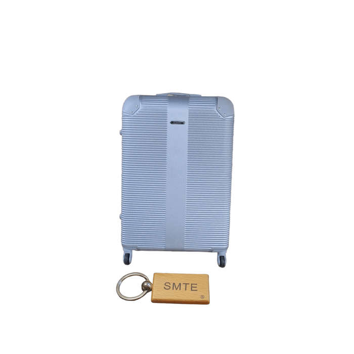 SMTE Hard Outer Shell Luggage 23" with Smte Keyring - Silver with keychain