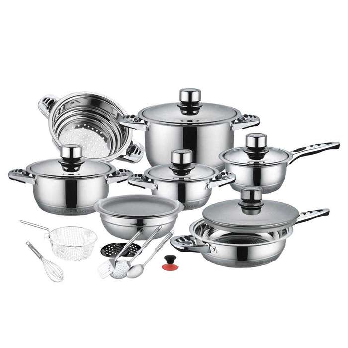SMTE 21 Piece Tommy Leopard Stainless Steel Cookware Set with keychain