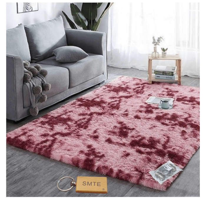 SMTE New Premium Fluffy Carpet/Rug & Complementary Tieback and Keyring - Cherry Mix with keychain