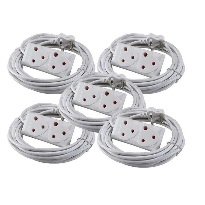 SMTE 20m Extension Cord With A Two-Way Multi-Plug Extension Lead Bulk 5 Pack with keychain