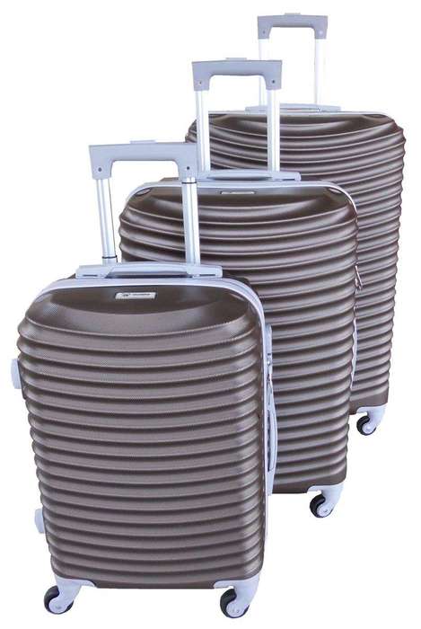 SMTE 3 Piece Hard Outer Shell Lightweight Luggage Set - Brown with keychain