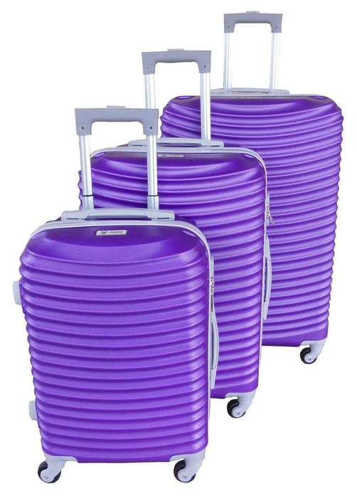 SMTE 3 Piece Hard Outer Shell Lightweight Luggage Set - Purple with keychain