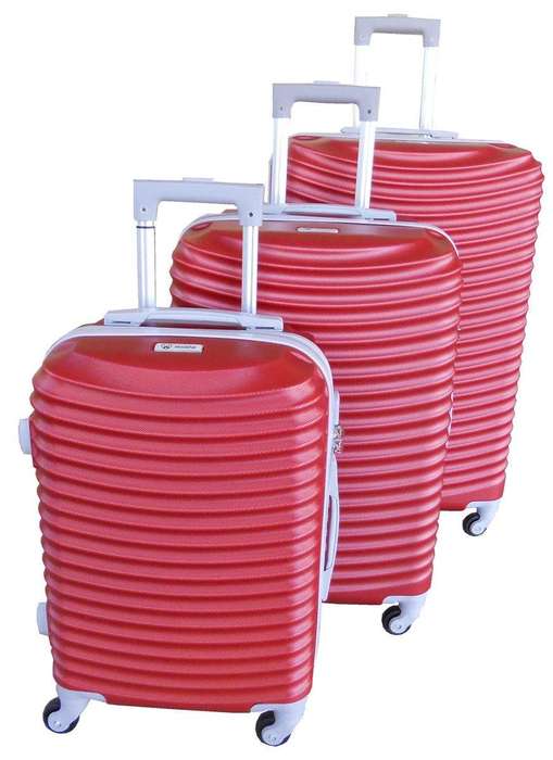 SMTE 3 Piece Hard Outer Shell Lightweight Luggage Set - Red with keychain