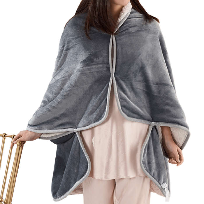 SMTE BLS-Fashionable Winter Poncho - Light Grey with keychain