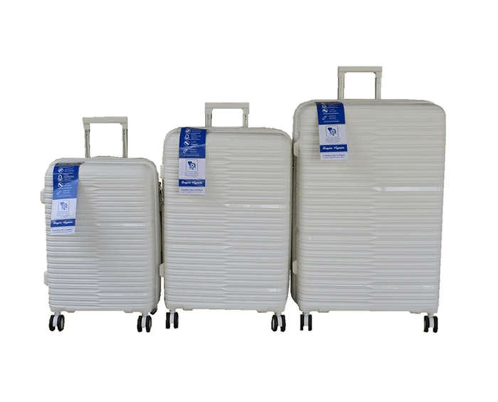 SMTE Unbreakable Cream White 3-Piece Luggage Set with keychain