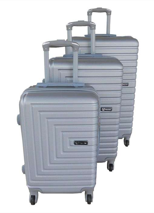 SMTE 3 Piece Mooistar 28 inch Travel Luggage Suitcase Bag Set - Silver with keychain