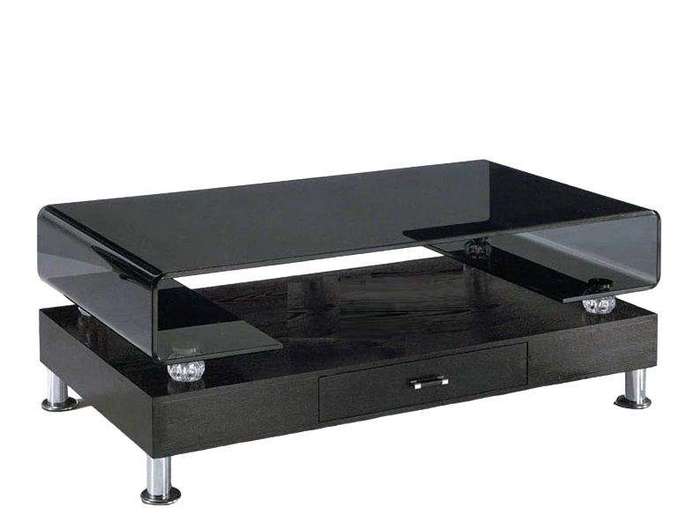 SMTE Coffee Tables -Tempered Glass Top -Wooden Base - Black Colour with keychain