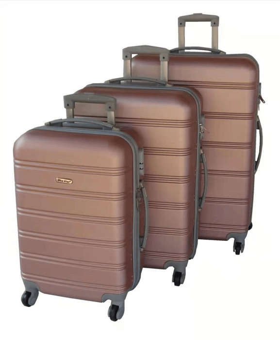 SMTE Blue Star ABS with Spinner Wheels & Combination Lock Luggage Set - 3-Piece - Pink with keychain