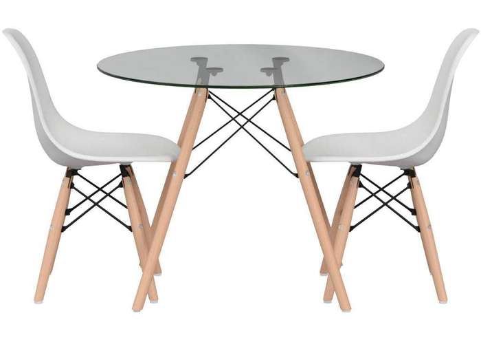 SMTE 3pc Round Glass Dining Table with keychain