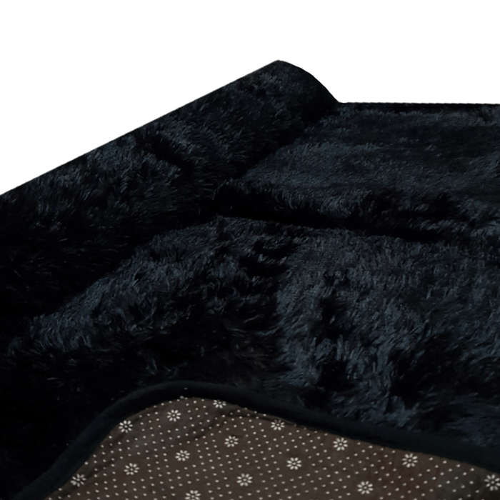 SMTE Large Premium Fluffy Carpet/Rug - Full Black with keychain
