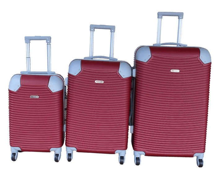 SMTE Red 3-Piece ABS Luggage Set-Spinner Wheels,Telescopic Handle & 3 Digit Lock with keychain