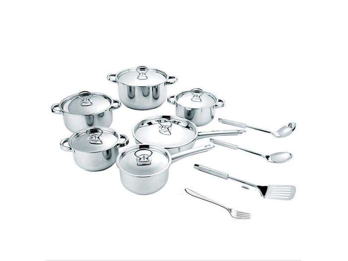 SMTE 16 Piece Stainless Steel Cookware Set with keychain