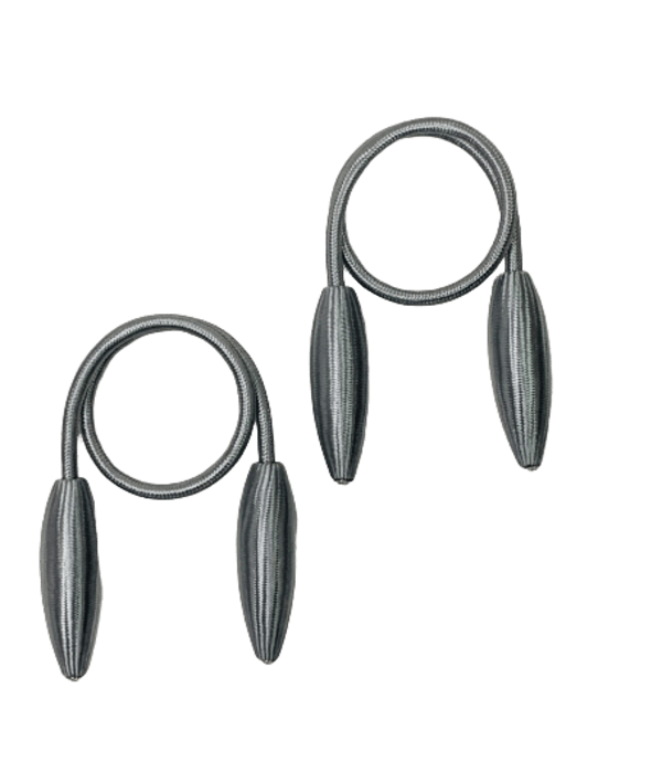 SMTE 2PC Fine Twist Wrap Curtain Tiebacks - Silver with keychain