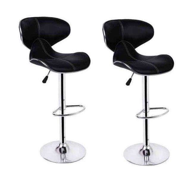 SMTE Bar Stools with Stylish Stitching Contrast - 2 Pack ? Black / White Colours - Black with key...