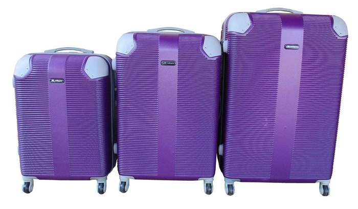 SMTE 3 Piece Hard Outer Shell Luggage Set - Purple with keychain