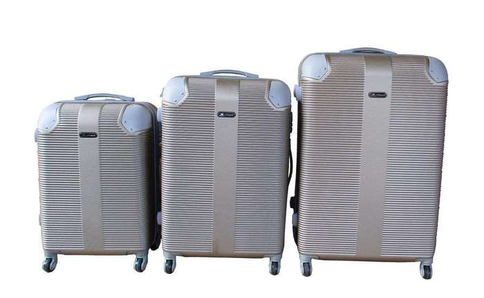 SMTE 3 Piece Hard Outer Shell Luggage Set - Gold with keychain