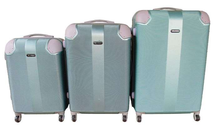 SMTE 3 Piece Hard Outer Shell Luggage Set - Light Green with keychain