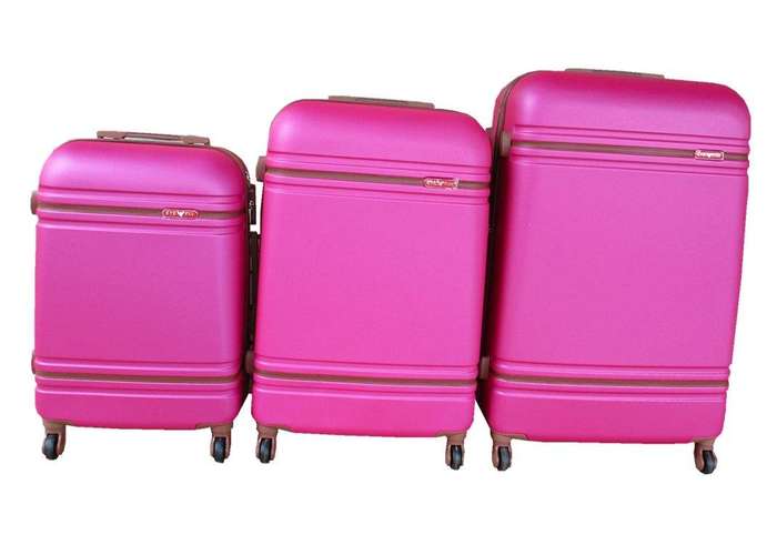 SMTE 3 Piece Nexco Travel Luggage Bag Set - Pink with keychain