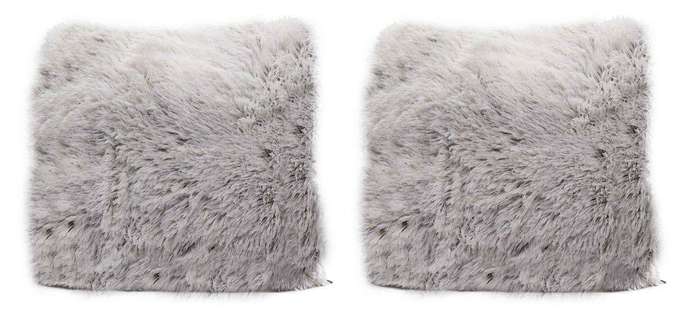 SMTE Colorful Faux Fur Cushion Set of 2 - White with keychain