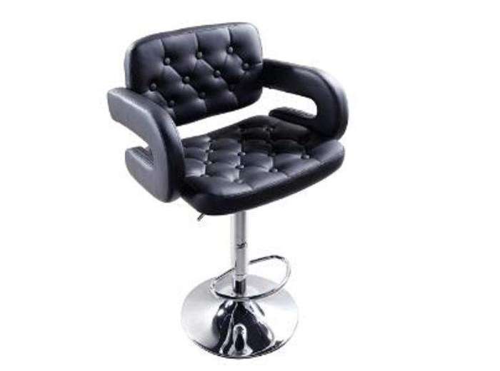 SMTE MAK Faux Leather Luxury Barstool with armrests - Black with keychain