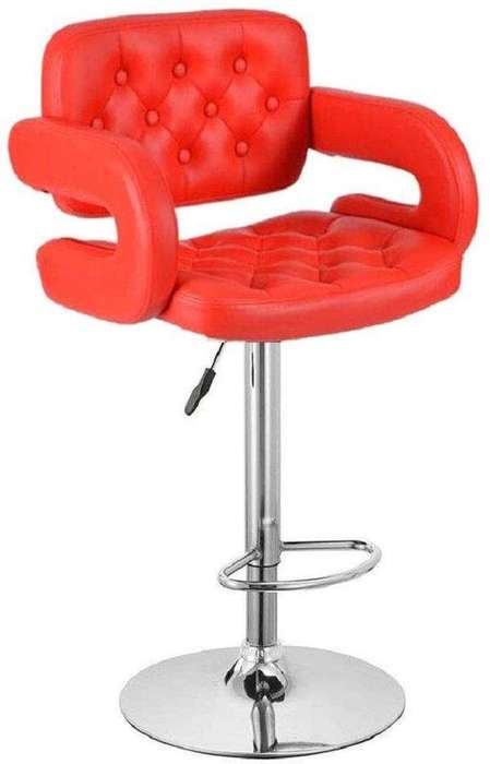 SMTE MAK Faux Leather Luxury Barstool with armrests - Red with keychain