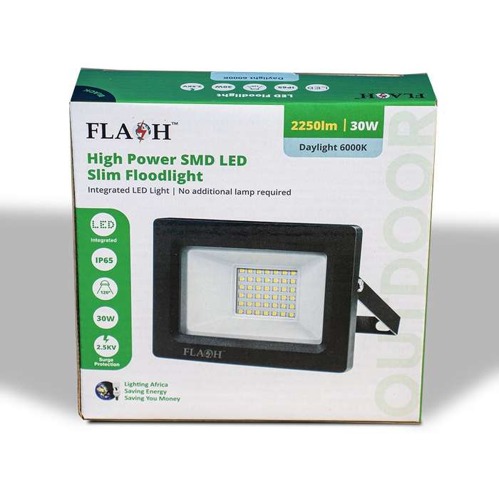 FLASH 30W LED Slim Floodlight Daylight 6000K Black