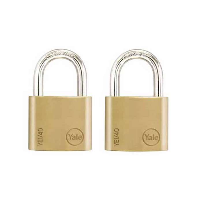 YALE Padlock Solid Brass 40mm Duo Pack