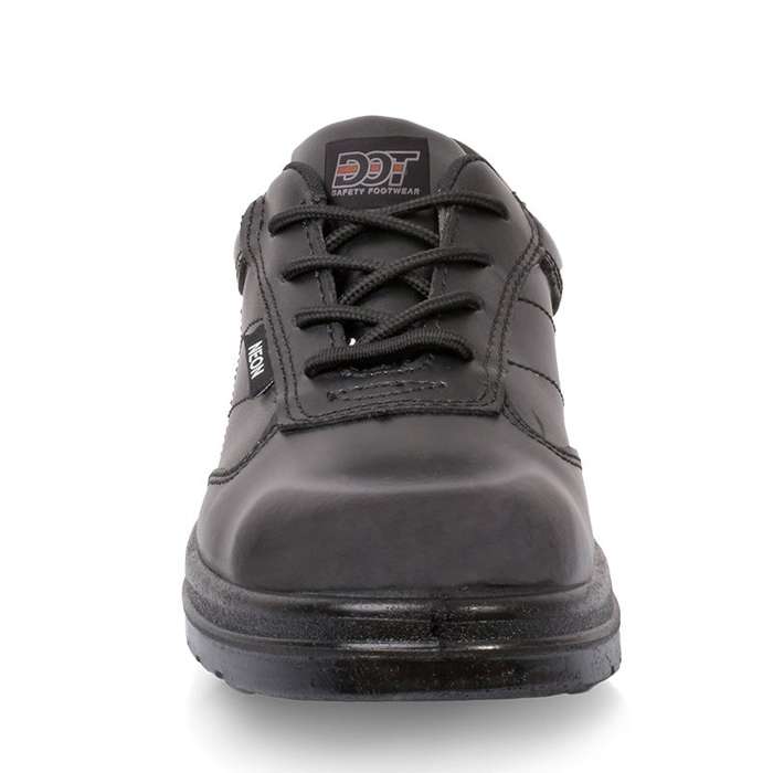 DOT Neon Oil/Acid Ladies Steel Toe Safety Shoe Leather Black