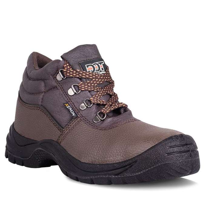 DOT Xenon Oil/Acid Safety Shoe With Duel Density PU SABS Brown