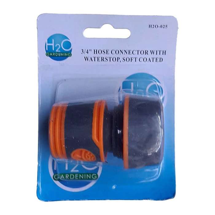 H20 Garden Hose Connector 3/4" Stop And Soft Grip