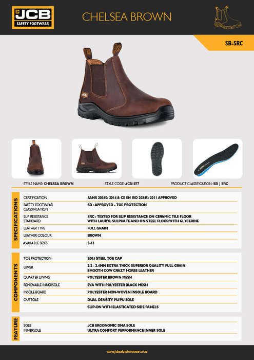 JCB Chelsea Brown Steel Toe Men's Boot