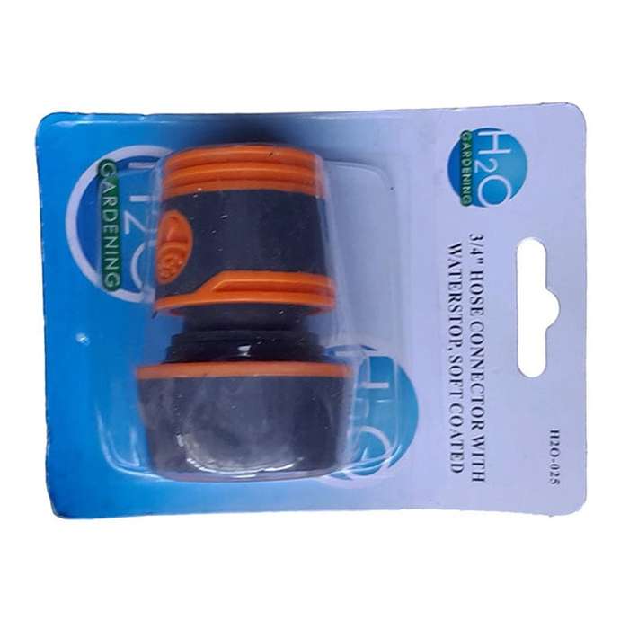 H20 Garden Hose Connector 3/4" Stop And Soft Grip