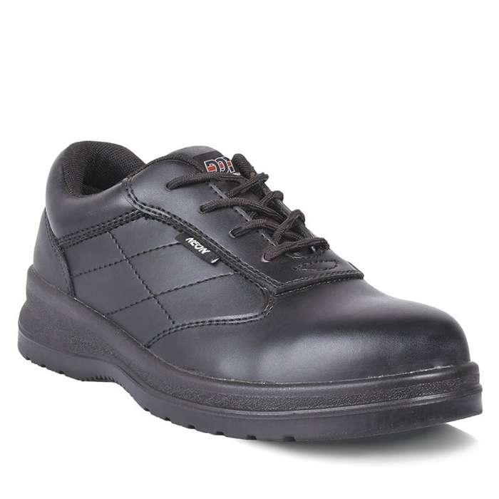DOT Neon Oil/Acid Ladies Steel Toe Safety Shoe Leather Black